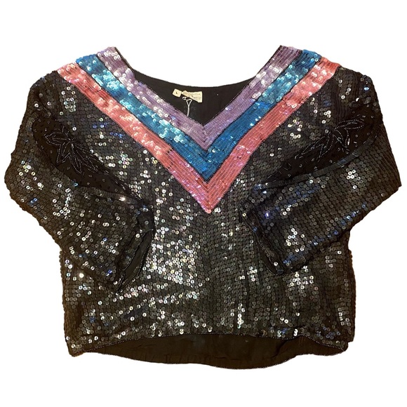 🩷 475. Jeffrey Lawrence sequin top M/L - Picture 1 of 3